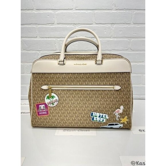 Michael Kors weekender travel bag top zip large jet set girls travel light cream - Picture 1 of 11